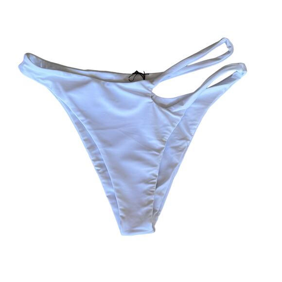 Superdown White Cut Out Bikini Bottom XL Cheeky V High Cut Misty Revolve $48 NEW - Picture 5 of 7
